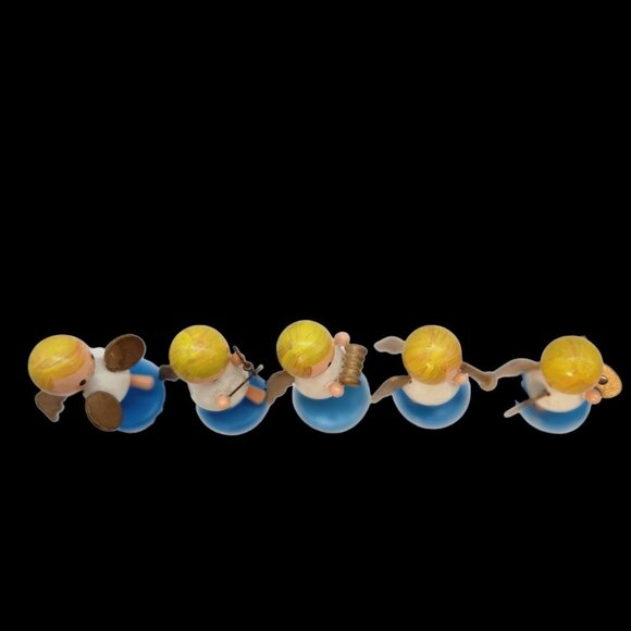 5 Wood Angel Musical Christmas Figurines Goula Spain Erzgebirge 2" Vintage READ - Picture 5 of 9